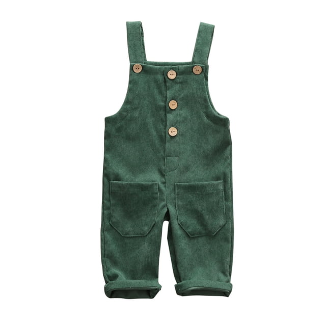 xiaxaixu Toddler Baby Corduroy Suspender Rompers Solid Color Adjustable Strap Pockets Overalls Spring Autumn Button Down Trousers