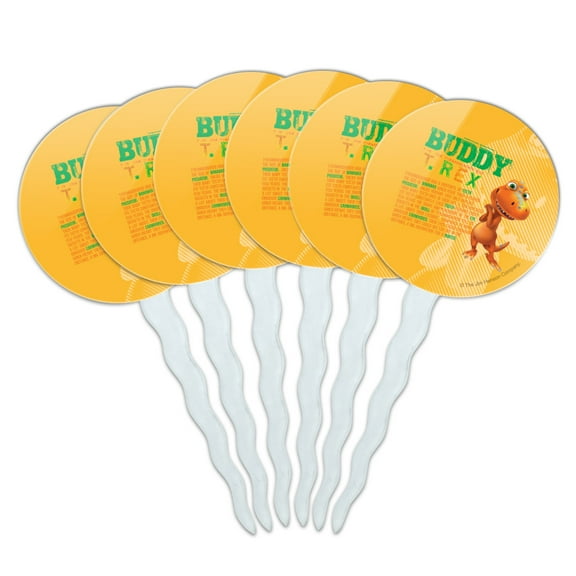 Dinosaur Train Buddy T-Rex Stats Cupcake Picks Toppers Decoration Set of 6