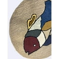 thumbnail image 2 of 3'x3' Hand-Tufted Round Wool Area Rug, Multicolor Fish Pattern, Modern Carpet for Living Room, Bedroom, or Office, 2 of 7