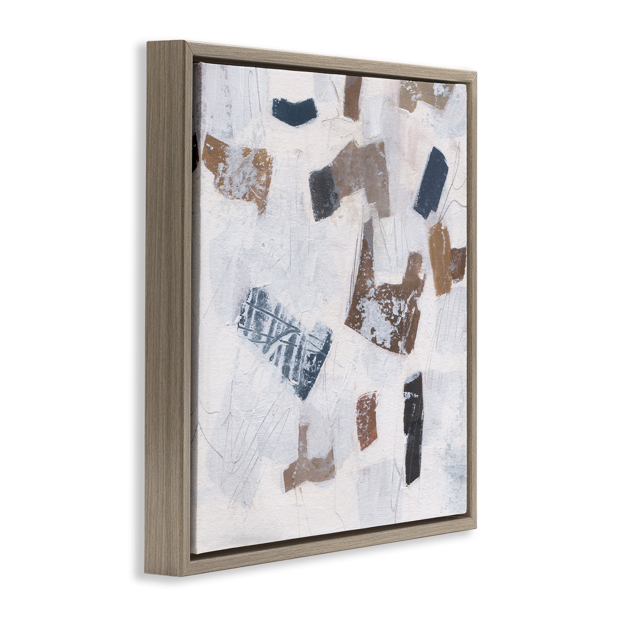Stupell Industries Rustic Abstract Forms Abstract Painting Brown Floater Framed Canvas Art Print Wall Art, 18 x 18