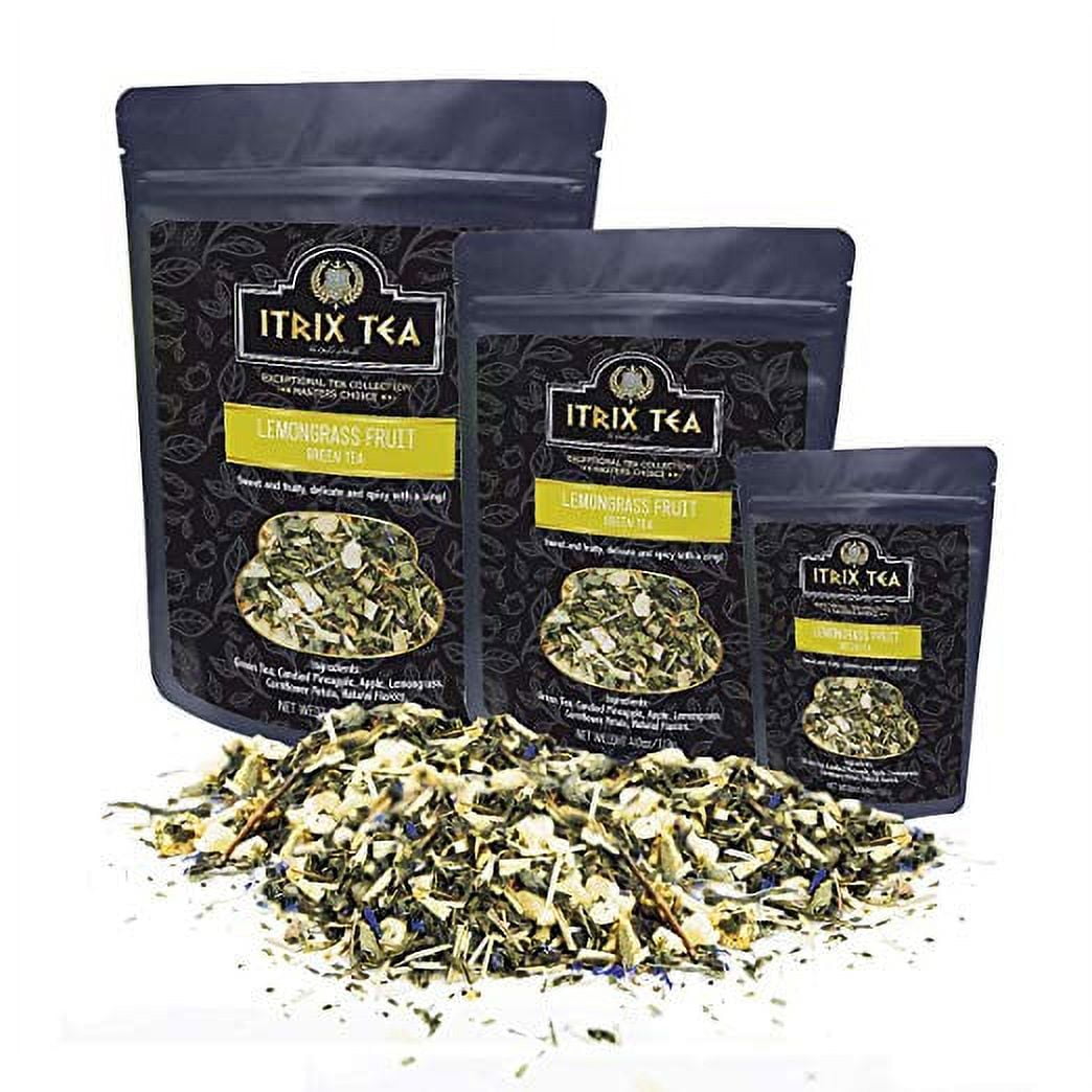 Itrix Tea Lemongrass Green Tea, 1 lb (16 oz) - Citrus Fruit Blend Tea, Boosts Metabolism & Cleanses Toxins, High Antioxidant Wellness Tea, Non-GMO