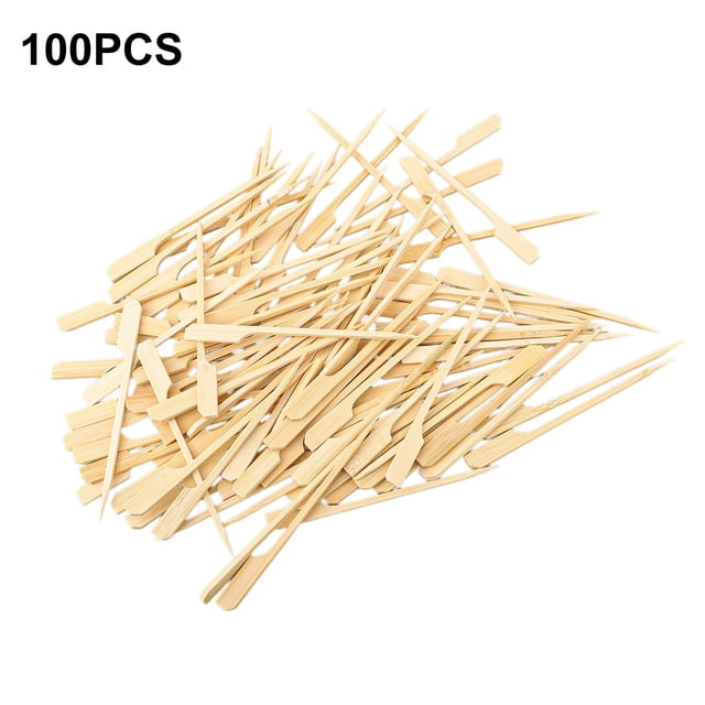 12Cm Kitchen Tools Wooden Skewer Paddle Skewers For Kebabs Chicken Fruit 100Pcs