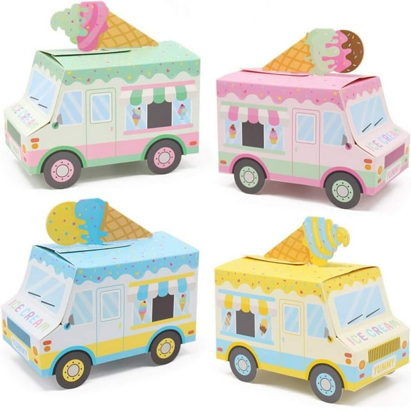 Ice Cream Party Favor Box Treat Goodies Box Set for Kids Birthday Set of 12