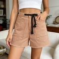 thumbnail image 2 of Womens Summer Loose Casual Shorts Drawstring High Waisted Denim Shorts Multi Pocket, 2 of 5