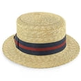 thumbnail image 5 of Voyage - Walrus Hats Natural Straw Boater Lightweight Summer Skimmer Hat with Flat Crown, Ribbon Band, and Cotton Sweatband – H7006, 5 of 6