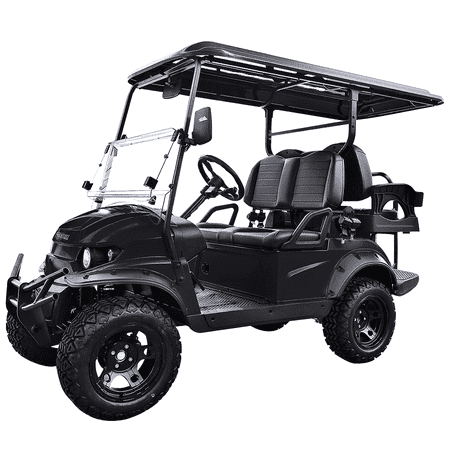 Luxury 4 Passenger Electric Cart, Maintenance Free Battery 48V 150AH, 40 Mile Driving Range, 5000W Electric Motor, 4 Seats, Golf Cart, UTV, Electric Power Steering, Back Up Cam, Black Matte