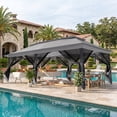 thumbnail image 3 of COBIZI 12x20 Pop-up Gazebo Patio Gazebo Outdoor Gazebo Canopy with Mosquito Netting Patio Tent Backyard Canopy with 2-Tiered Vented Top 3 Adjustable Height and 144 Square Ft of Shade, Dark Gray, 3 of 13