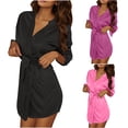 thumbnail image 1 of Wensltd 3PC Women Bathrobe Stylish Solid Color Lace Trim Robe Relaxed Fit Sleepwear All Season Home Wear, 1 of 9