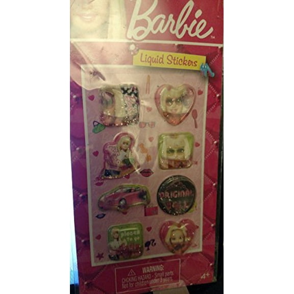 Barbie Liquid Sticker on a card x 3 pack (assorted designs randomly pick)