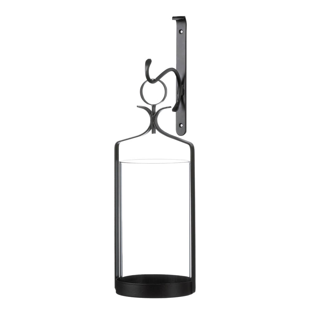 Elegant Iron and Glass Hurricane Wall-Mounted Candle Lantern