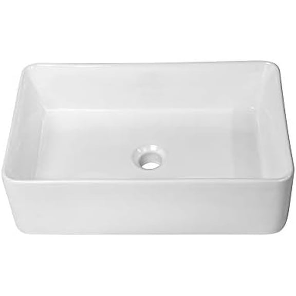 Vessel Sink Rectangle 21"x14" Bathroom Sink Rectangular Modern Above Counter White Porcelain Ceramic Vessel Vanity Sink Art Basin