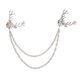 thumbnail image 1 of 3xFashion Cabeza de Ciervo Puntas de Alce Cadenas Dobles Borlas Collar Alfileres Broche Plata 6 piezas, 1 of 6