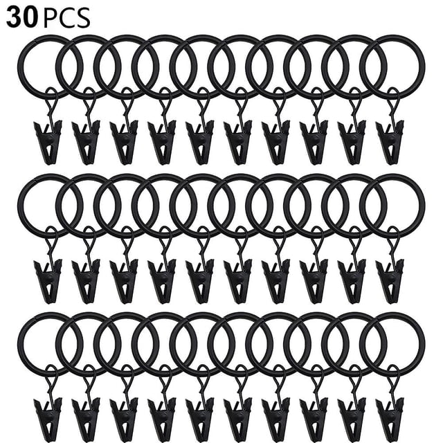 Clip de cortina de 30 piezas de 3,5 mm y 25 mm de diámetro interior, negro oso de fresa Hogar