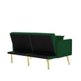 thumbnail image 6 of Velvet Futon Sofa Bed Convertible Sleeper Sofa Couch with 6 Golden Metal Legs, Loveseat Sofa with 3 Adjustable Positions and Side Pocket for Living Room Bedroom Office, Easy Assemble, Green, 6 of 7