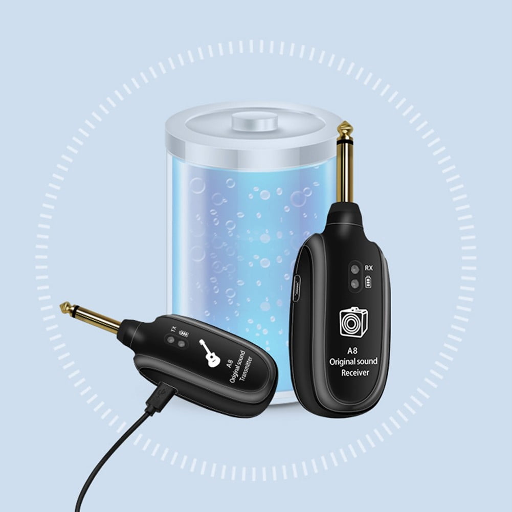 UHF Guitar Wireless System Transmitter & Receiver Rechargeable Battery 30M Range