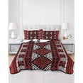 thumbnail image 2 of Twin XL Quilt Bedding Set, Red Black Boho Reversible Summer Quilt 3 Pieces, Geometric Vintage Abstract Art Lightweight Bedspreads Coverlets with 2 Pillow Shams for All Seasons, 2 of 5