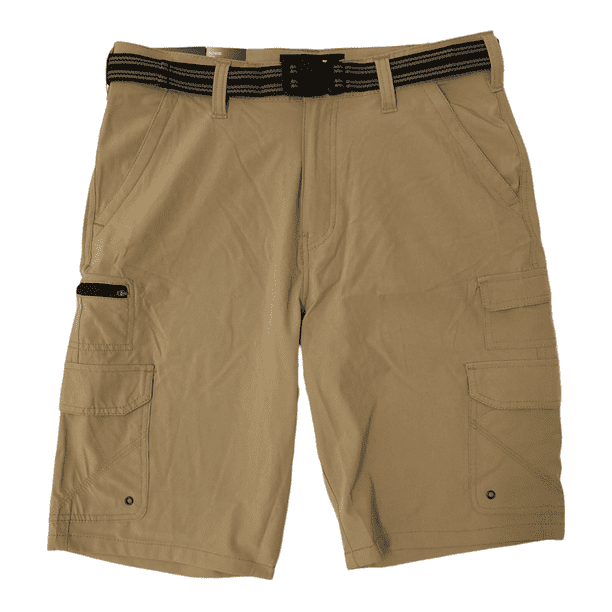 Iron Co Men's Belted Stretch Performance Hybrid Cargo Shorts (Tan, 36 ...