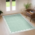 thumbnail image 2 of Hasoo Scalloped Washable Area Rug for Living Room Dorm Non Slip Indoor Geometric Bordered Throw Carpet, 4' x 6' Green, 2 of 5