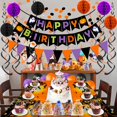 thumbnail image 3 of Feliz cumpleaños Banner Triángulo de papel Bandera Bunting Círculo Confeti Puntos Colgante Garland Honeycomb Ball Swirl Bunting para Halloween Fiesta temática Fiesta de cumpleaños Decoración TUNC Sencillez, 3 of 5