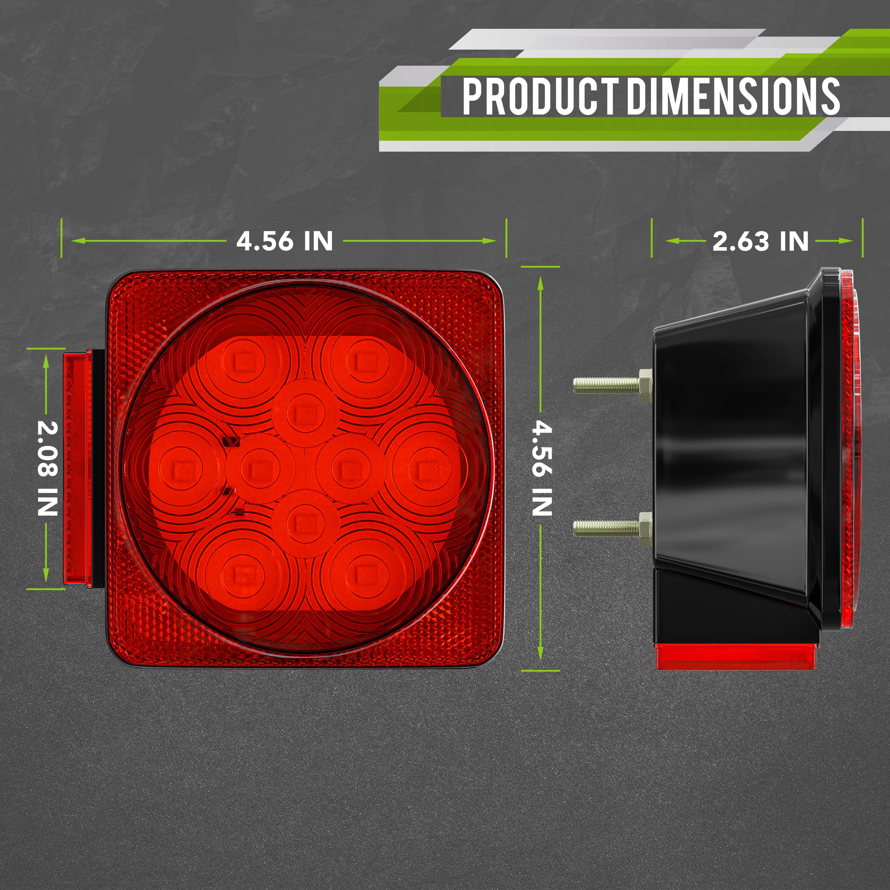 Leisure LED 12V Submersible LED Trailer Tail Light with Red White LED Stop Turn Tail License Brake Running Light Lamp for Under 80 Inch Trailer Boat Truck RV Waterproof Utility Trailer Light Kit
