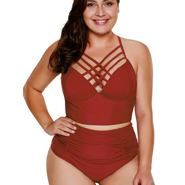 Women's Plus Size High Waist Bikini Push Up Bra Swimwear Beach Suit - Walmart.com