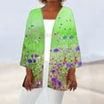 thumbnail image 1 of Drppepioner Cardigan pour Femmes Chic Femmes Été Automne Cardigan Imprimé Manches Longues Ample Couvre-Maillot Blouse Décontractée Hauts Vert, 1 of 5