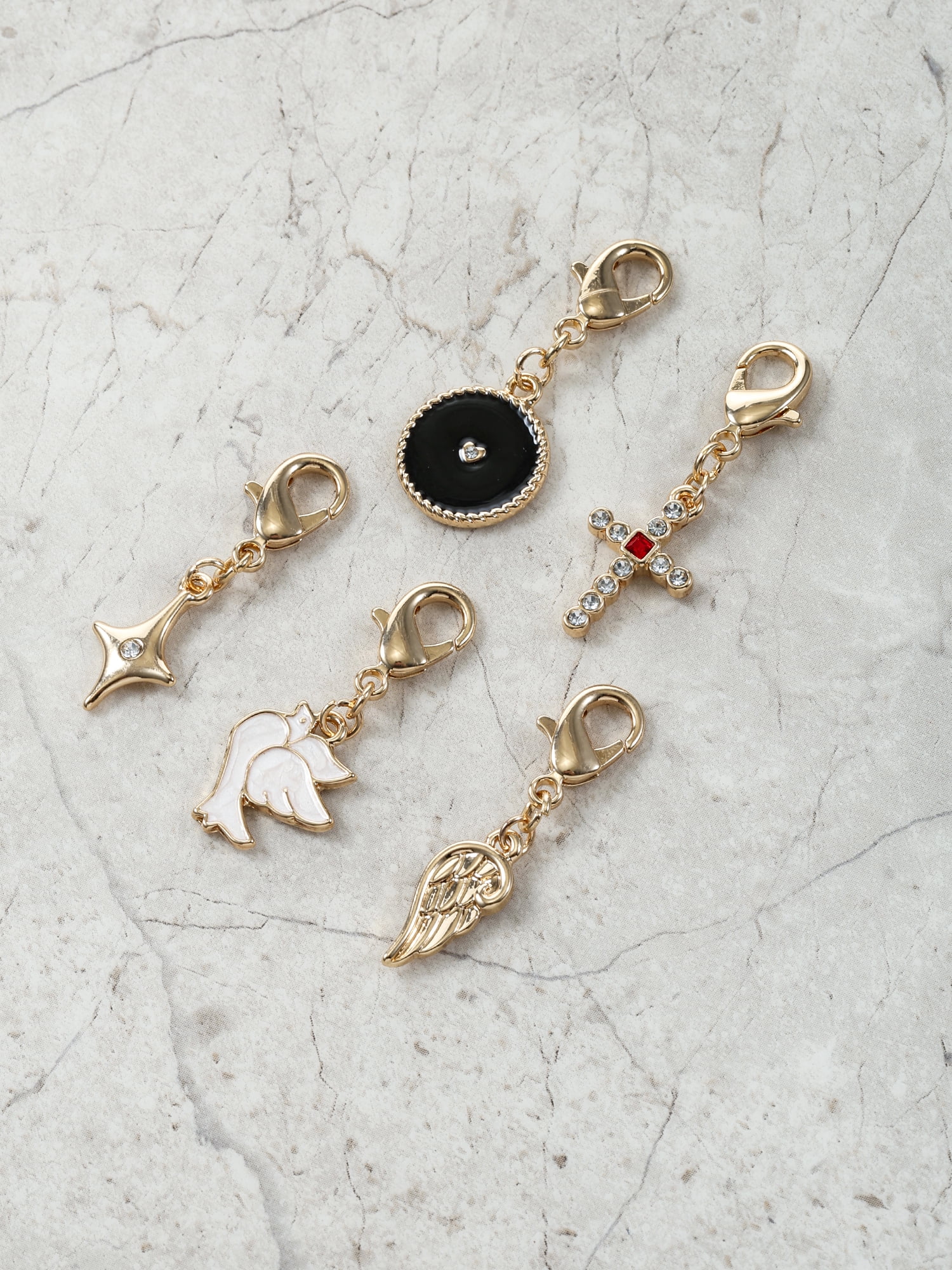 Time and Tru Goldtone Multi Charm Set, Religious Motif, 5 Pieces
