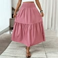 thumbnail image 5 of MIXUE Skirts For Women Summer Solid Color Elastic High Waist A Line Elegant Maxi Skirt Sportswear,Pink,XL, 5 of 7