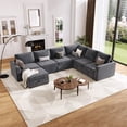 thumbnail image 2 of Chenille modular sofa with pull-out bed, 2 of 23