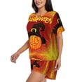 thumbnail image 2 of Picia Halloween Pumpkin Pajamas Sets for Women Soft Short-Sleeved Pjs with Lounge Shorts Two Piece Sleepwear-XX-Large, 2 of 9