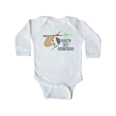 

Inktastic Babys 1st Christmas Sloth Gift Baby Boy or Baby Girl Long Sleeve Bodysuit