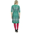 thumbnail image 1 of Bimba Women's Green Tunic 3/4 Sleeve Printed kurti Kurta Ethnic Dress Wear-14, 1 of 4