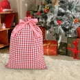 thumbnail image 5 of JeashCHAT Plaid Drawstring Christmas Gift Bag, 27.55" x 19.68" Large Fabric Bag for Xmas Party Favors, Holiday Present Wrapping, Christmas Gifts Holiday Decorations Storage Bag, Red, 5 of 6