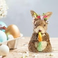 thumbnail image 3 of Easter Rabbit Bunny Statue Standing Crafts for Festival Desk Indoor Ornament Photo Props - 12x11x21cm, 3 of 7