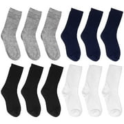 Falari 12 Pairs Boy Toddler Kids Cotton Crew Socks 2-4 Years Assorted Color