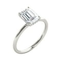 thumbnail image 3 of 2.05 Carat Emerald Cut Moissanite ( G-H/ VS1 ) And Natual Diamond Engagement Rings for Womens In 10K White Solid Gold In Ring Size 5, 3 of 8