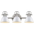 thumbnail image 3 of Beaumont Lane 3 Light Steel Vanity Light in Pewter and White, 3 of 3