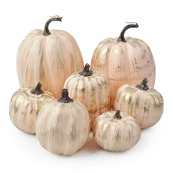 Colorful 7Pcs Thanksgiving Simulation Pumpkin Set Foam Pumpkin Decorations For Festival Home Decor Autumn Harvest Party Decorations Colorful Design Size 4X4In Each Weight 0.2Lb
