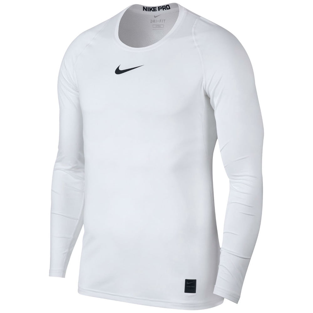 Nike - Nike Men's Pro Fitted Long Sleeve Training Top (White, M ...