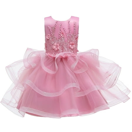 

gvdentm Girls Dresses Girls Casual Maxi Floral Dress Long Sleeve Holiday Pockets Dresses Pink 5-6 Years