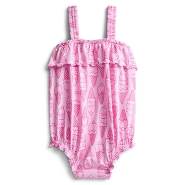 Wonder Nation Baby Girls' Ruffle Print Tank Romper, Sizes 0M-24M