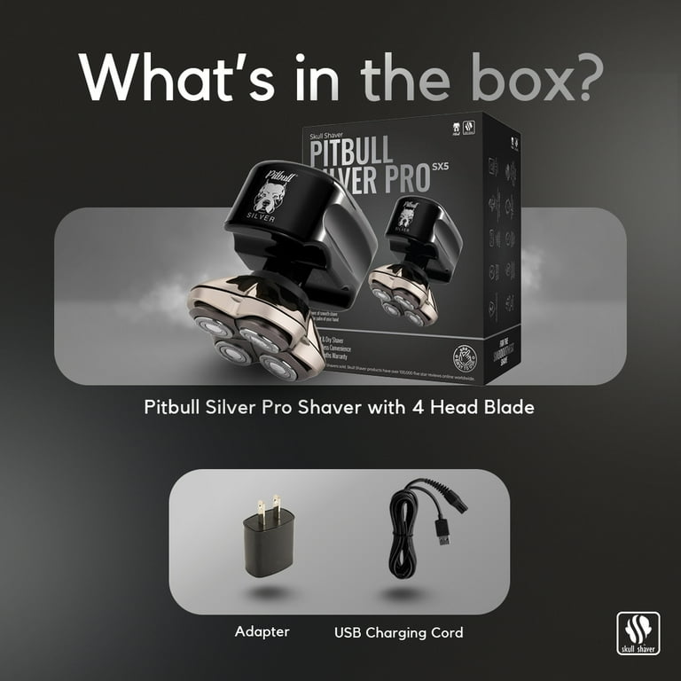 Free Shipping! Skull Shaver Pitbull Silver PRO SX5 Head Shaver for