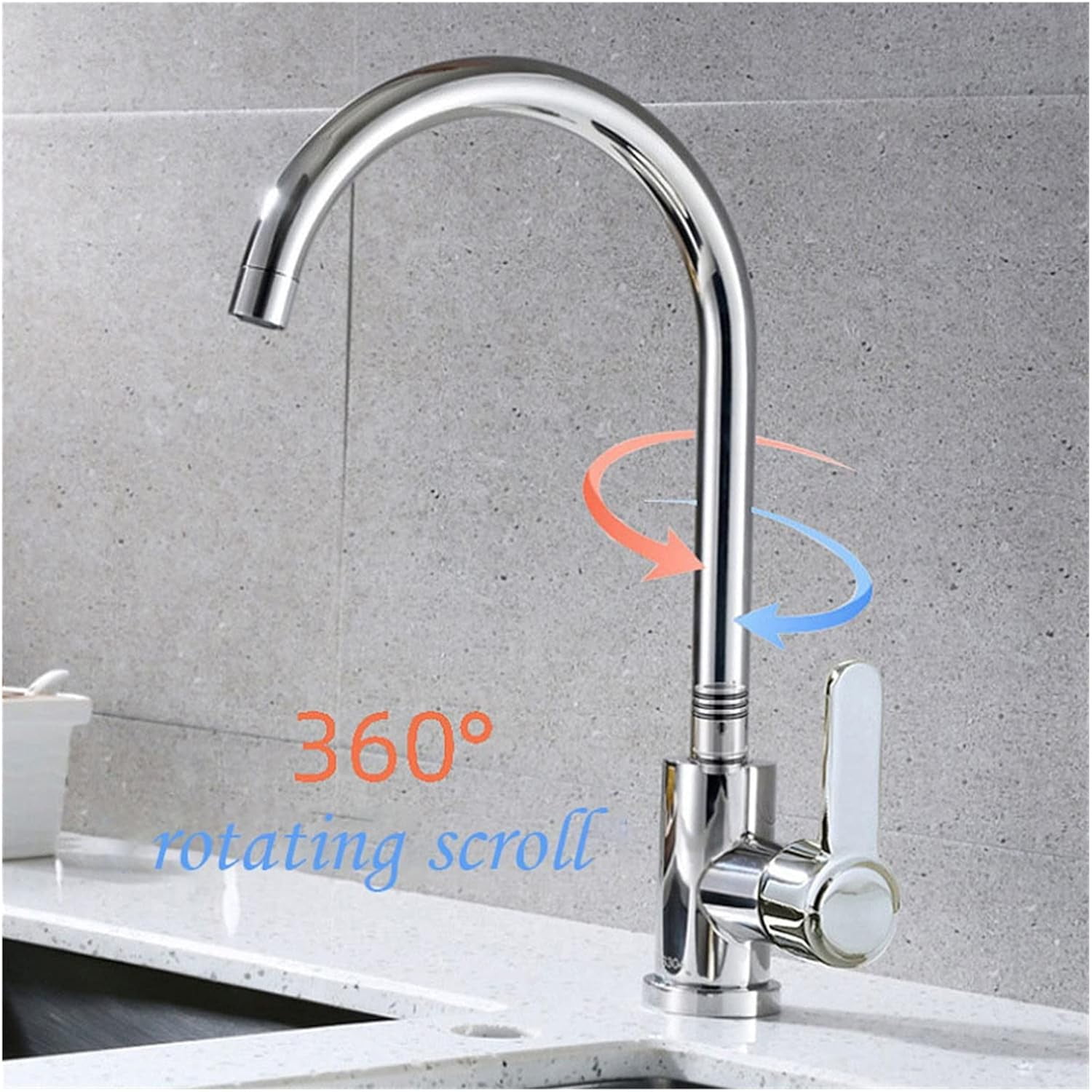 360 Rotatable Hot and Cold Dual Temperature Stainless Steel Sink Faucet Kitchen Faucet with 2 Hose