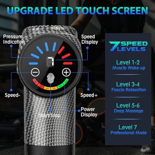 Massage Gun, Deep Tissue Back Massage for Athletes for Pain Relief, Percussion Massager with 10 Massages Heads & Silent Brushless Motor, Valentines Day Gifts for Him Her, Carbon