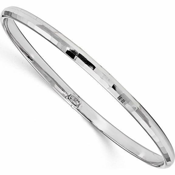 10K White Gold Jbsp's Polished Bangle (7 X 4.25) Made In Italy 10lf554