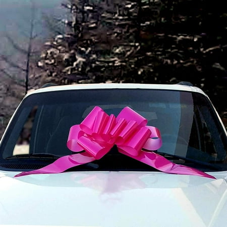 - Big Car Bow Gift Ribbon - Large Decoration, Hot Pink Fuchsia, Fully Assembled, 25