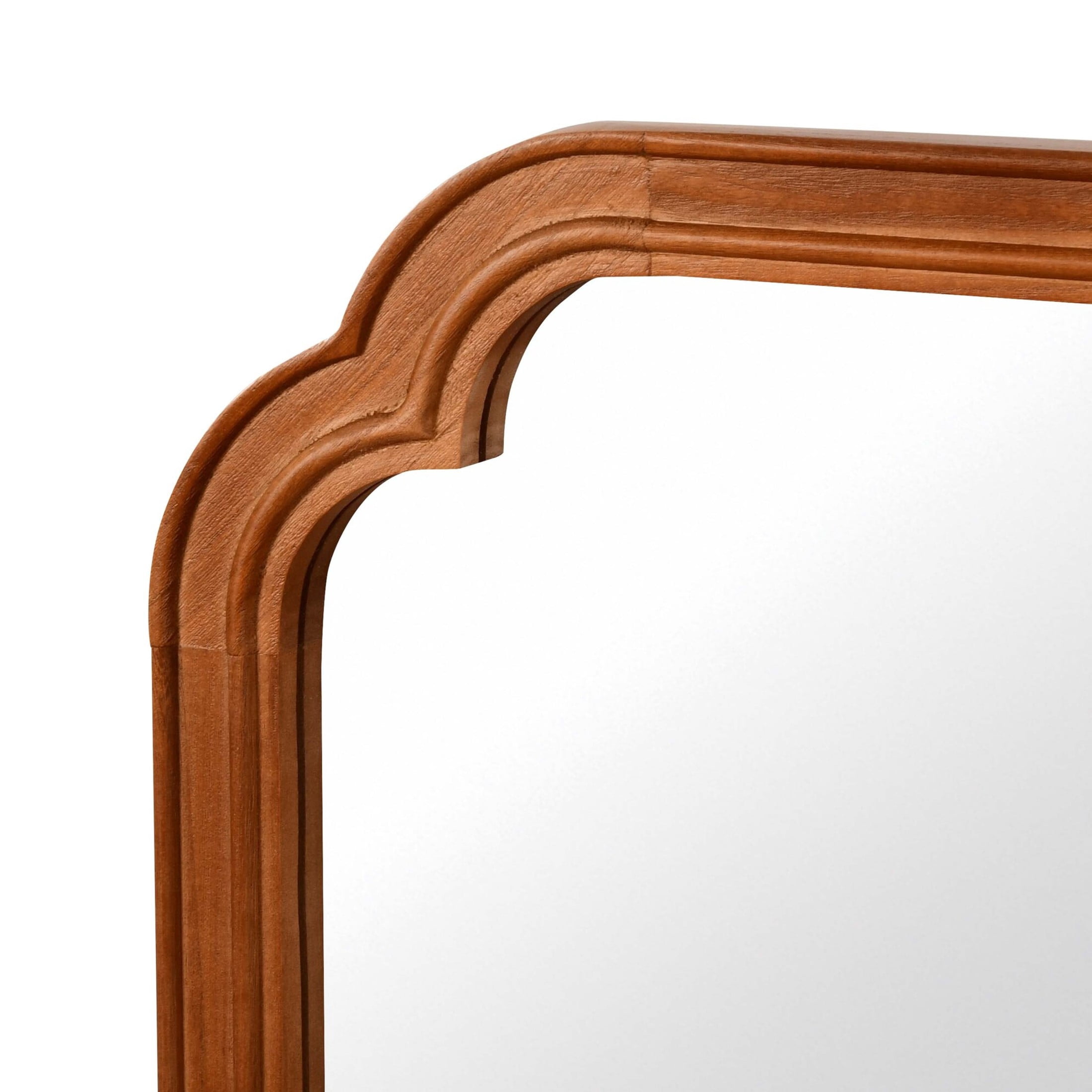 Noble House 20"x30" Rounded Corner Wall Mirror, Solid Wood Decorative Vanity Mirror, Yellowish