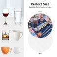thumbnail image 5 of Leather Coasters with Heat-resistant for Drinks, Colorful Sushi Food Art -标题2 Round Shape, 5 of 5