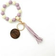 thumbnail image 6 of Silicon Beads Wooden Disc Bracelet Tassel Keychain Wristlet Gift for Her Key Ring, 6 of 10