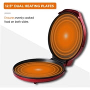 Commercial Chef 12” Pizza Maker with Variable Temperature, Quesadilla Maker with Non-Stick Baking Plates, Indoor Electric Grill, 1500 Watts, CHPM12R, Red